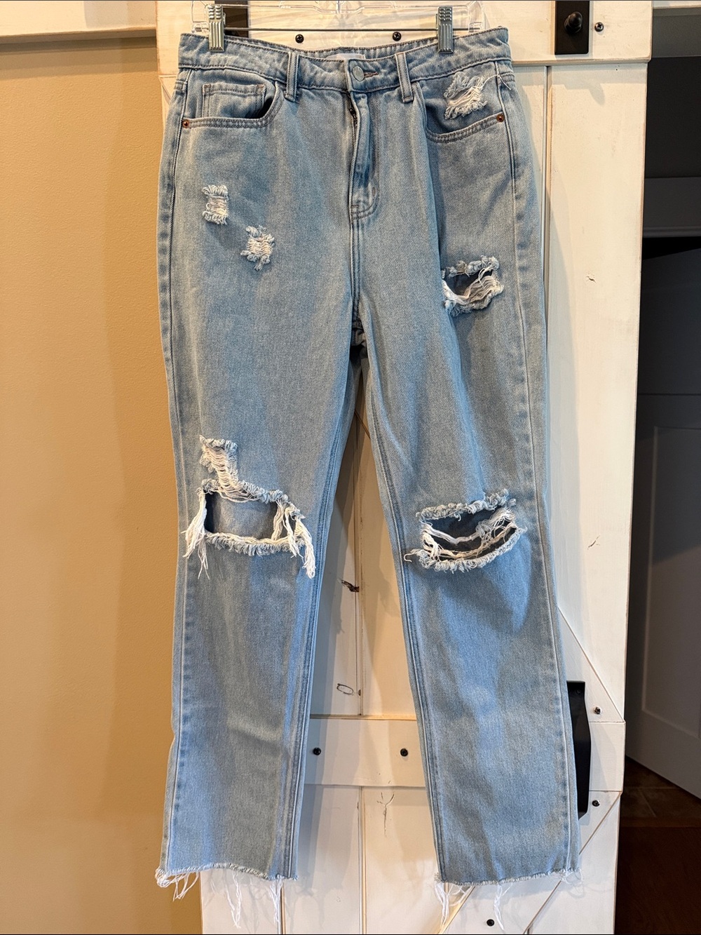 Cello Light Blue Distressed Women's Jeans - Classic High-Rise Fit